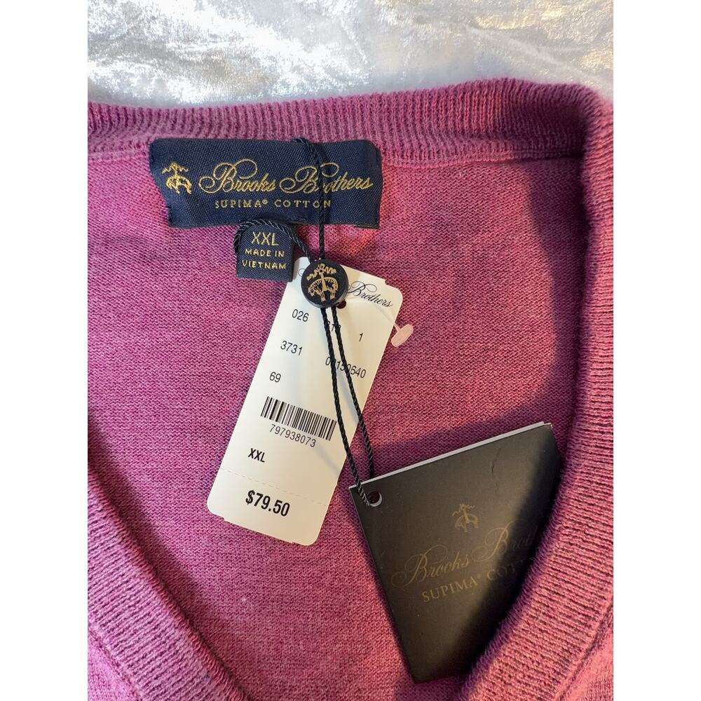 Brooks Brothers Supima Cotton V Neck Sweater XXL NWT Purple Plum Luxury Preppy - Picture 2 of 8